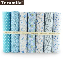 Teramila 7 шт. хлопчатобумажная ткань метр светильник синий Telas DIY ремесло цветы и белый горошек дизайн DIY лоскутное нашивки украшения