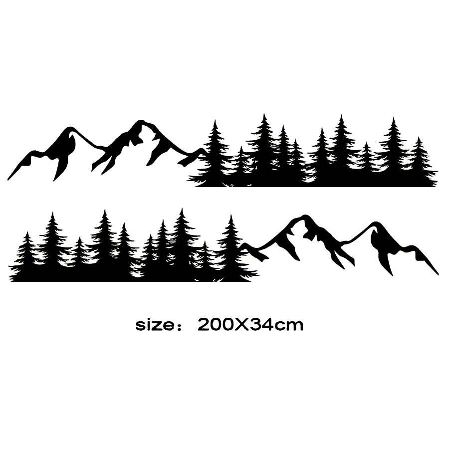 

New Hot Sell 1 Pair 200cm X 34cm for SUV RV Motorhome Camper Off Road Tree Mountain Forest Interesting Car Stickers Decals