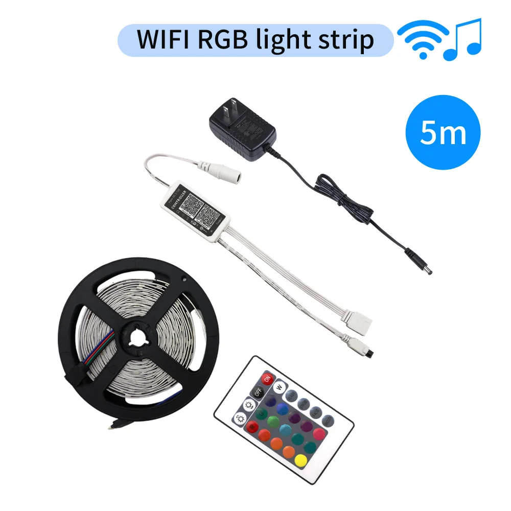 Светодиодная лента RGB SMD5050 гибкая лампа с диодами и ИК Wi Fi контроллером 5 м 12 В