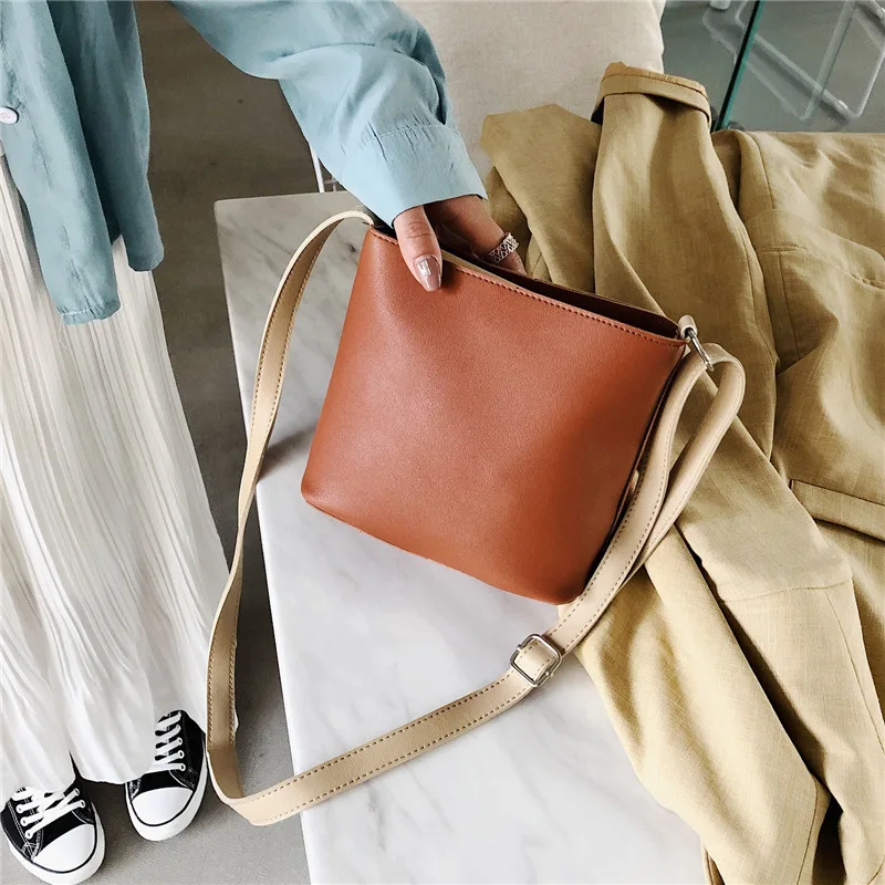

Bucket Bag Women's 2019 Summer New Style Fashion Korean-style Simple Versatile Retro Hong Kong Style Messenger Bag Women's