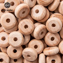 Let's Make – anneau de dentition en bois pour bébé, 100 pièces, perles boulier, lentilles naturelles, boules de hêtre, DIY, collier de dentition, jouet d'allaitement 