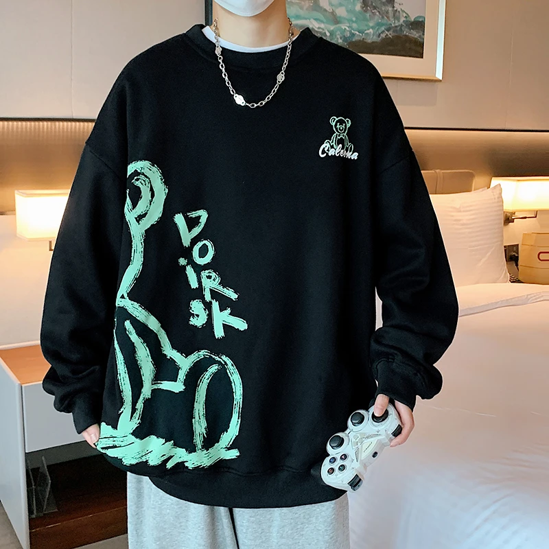 Sudadera con capucha para hombre, jersey negro holgado de Hip Hop Punk, ropa de calle 5XL informal de gran tamaño, otoño y primavera, 2023| Sudaderas con capucha y -