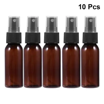 

10pcs 30ML Plastic Empty Spray Bottles For Makeup Skin Care Refillable Spray Bottles Travel Use (Brown With Black Sprayer)