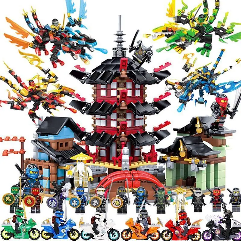 Buy 2019 Newest Ninja Temple Dragon Action Figures Building Block Toys Compatible with Legoinglys City Bricks Toys For Children