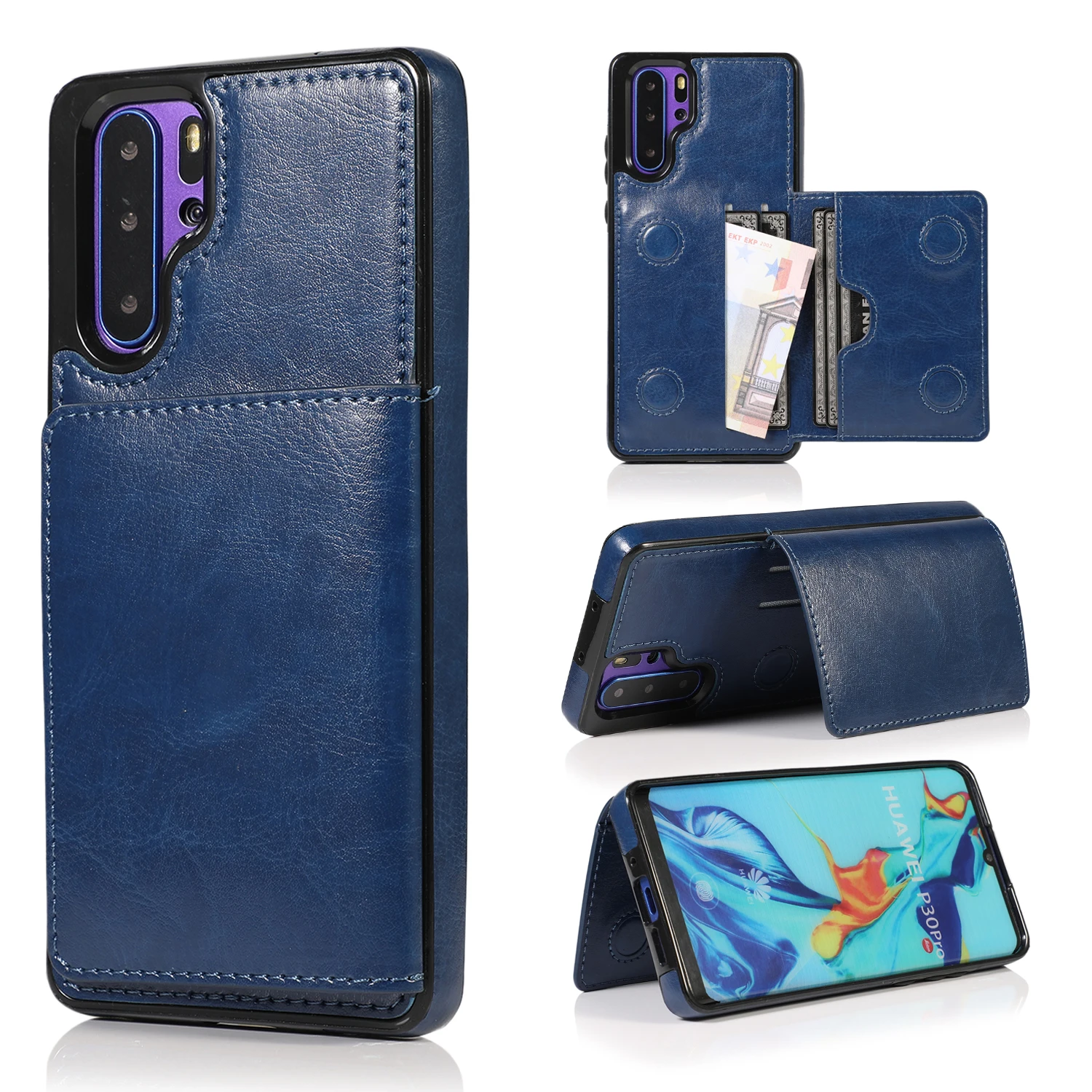 

For Huawei Mate 20 P30 Lite Pro Maimang 7 Premium Card Slots Shockproof Resistant Hybrid Protective Phone Case Back Casing Cover