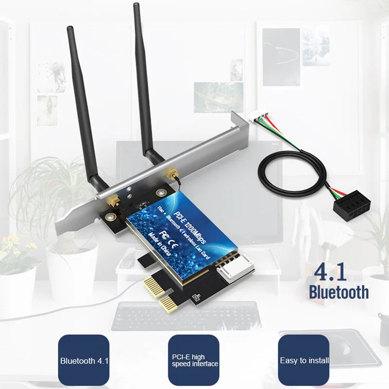 

EDUP PCI-E Wireless Wifi Adapter 600Mbps Bluetooth Dual Band Networks Card NC99