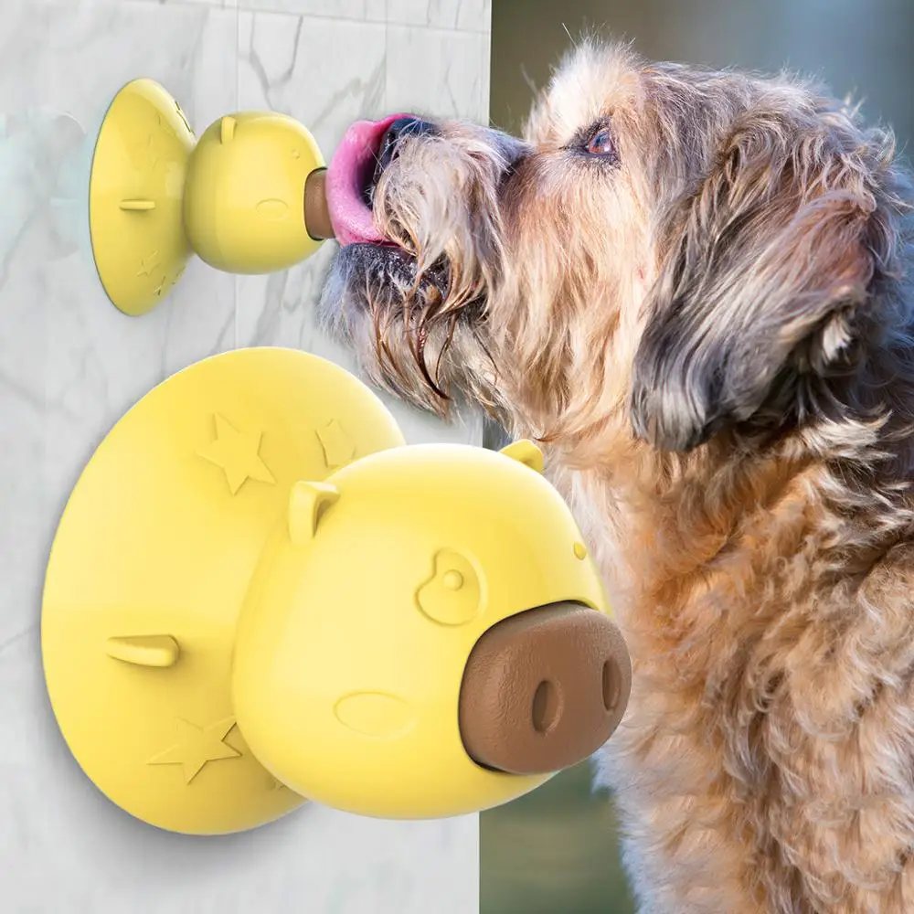 

Yellow Dog Lick Toy with Suction Cup Teeth Cleaning Chew Toy
