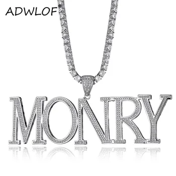 

Custom Name Bubble Letters Pendant Iced Out AAA+ Cubic Zirconia With Tennis Chain Men's Hip Hop Charm Necklace Rock Jewelry