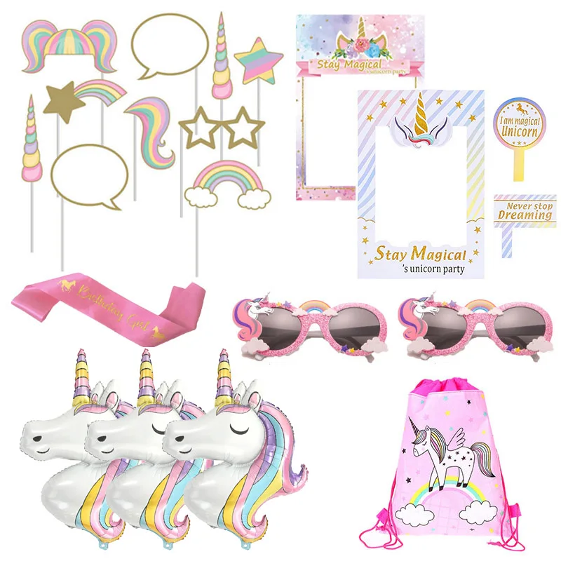 Unicorn Birthday Party Decor Paper Cup Plate Napkin Tablecloth Headband Rainbow Balloon Glasses | Дом и сад