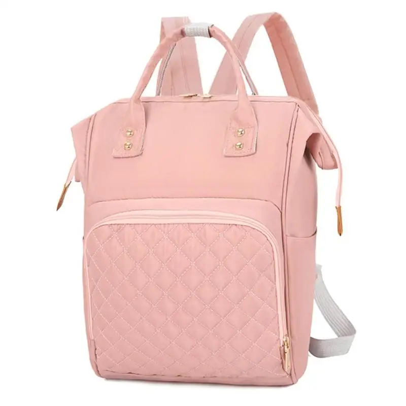 Новинка, модная сумка для подгузников, рюкзак для мамы, чистый цвет, рюкзаки для путешествий для мамы, большие нейлоновые сумки для подгузников для ухода за ребенком - Цвет: Розовый