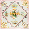 90*90cm Luxury Brand Women Silk Scarfs Sailing Boat Design Square Scarves Spring Summer Shawls For Ladies 4