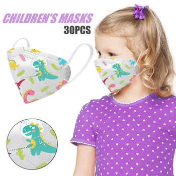 

30PCS kids mask with filter PM2.5 Wind Mist Pollution masque Three-layer Protection Filter mouth covering Earloop mondmasker