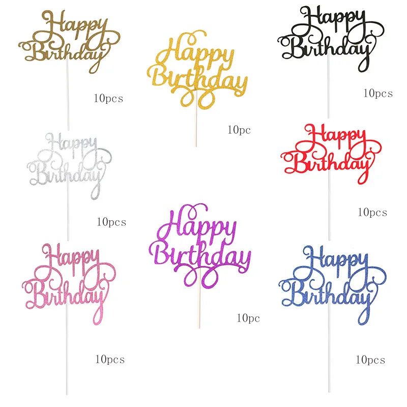 Decoration De Gateau Joyeux Anniversaire Pour Fille 10 Pieces Logo Scintillant Aliexpress
