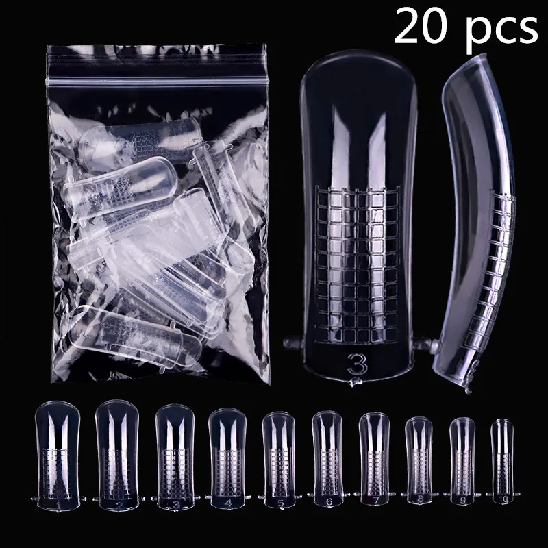 Clear 20pcs Накладные советы для наращивания ногтей, полное покрытие, инструменты для маникюра, прозрачный натуральный белый, смешанные цвета, дизайн для ногтей - Цвет: Clear 20pcs