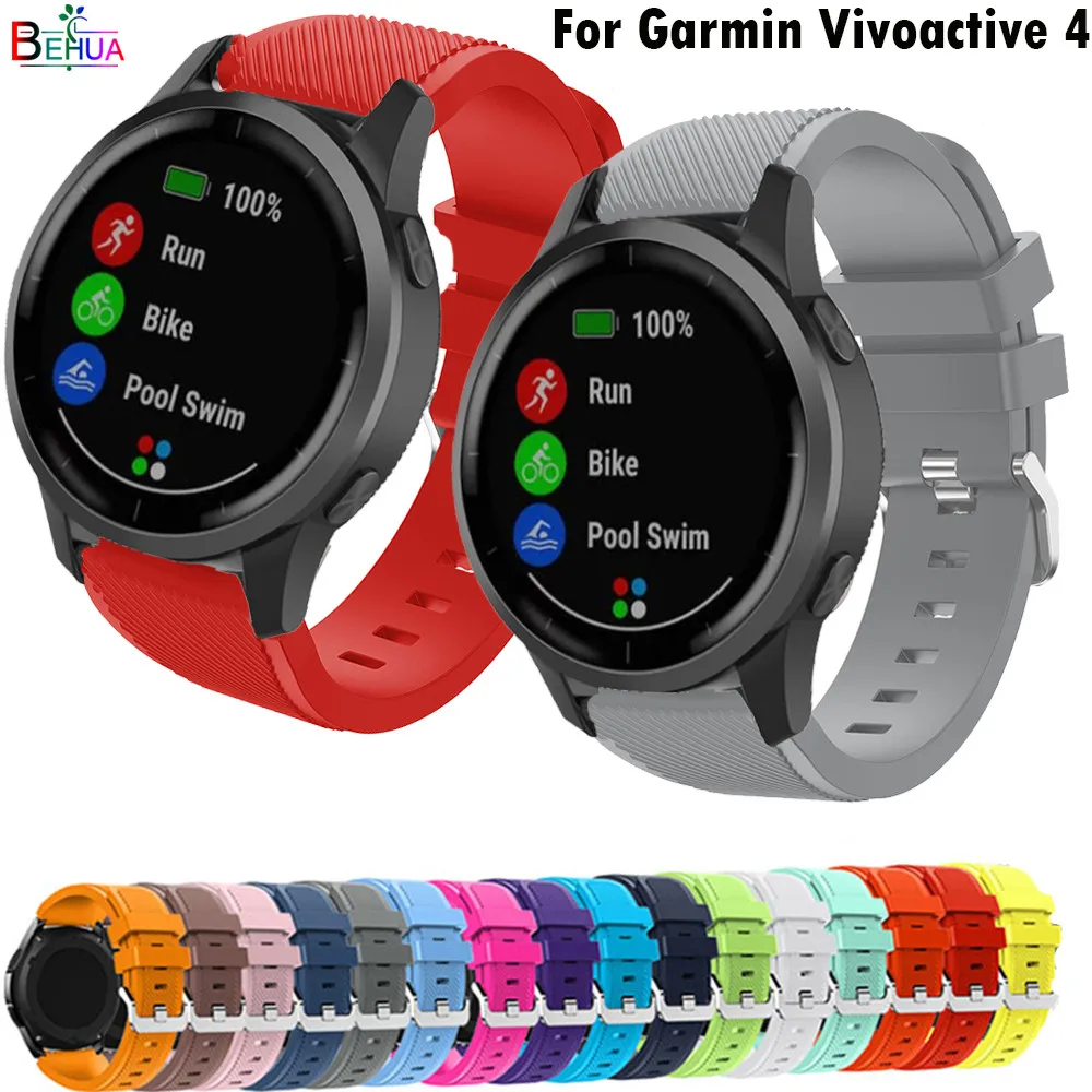 

22mm Watchband Correa For Garmin Vivoactive 4 Strap silicone bracelet For Huawei Honor Magic Watch 2 46mm wristband Accessories