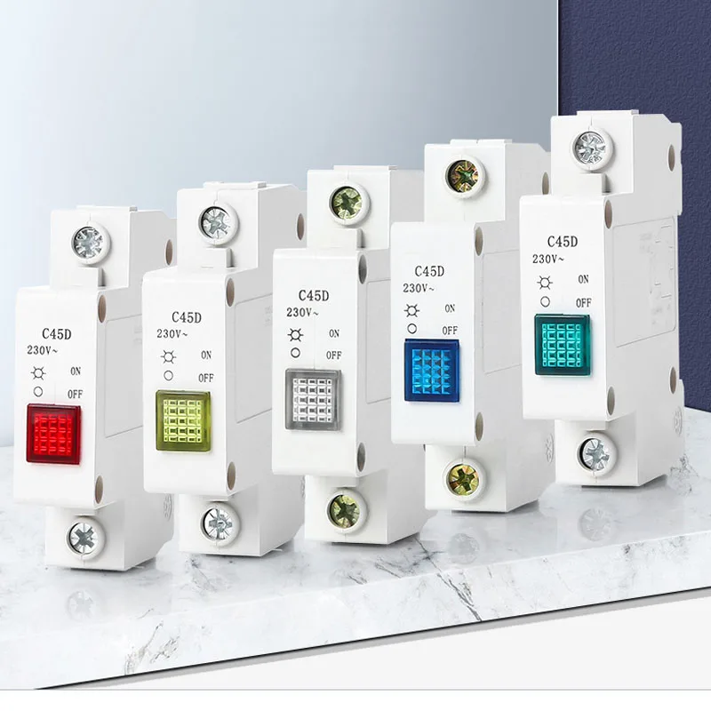 C45D din indicator blue red green yellow 220V din type circuit breaker