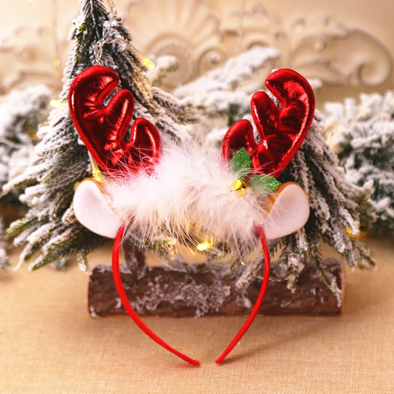 B 16x21cm 1 шт., Рождественская повязка на голову для детей, взрослых, рождественские колокольчики, уши оленя, домашние, вечерние, Рождественская повязка на голову, заколка, головные уборы, аксессуары для волос - Цвет: B 16x21cm