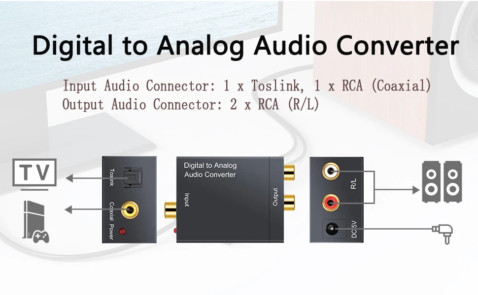 Ensemble Adaptateur Convertisseur Audio Numérique-analogique, Sortie Jack  250mm, Spdif Coaxial Optique Toslink Numérique Rca L/r Câble Optique 3.5 -  Audio & Vidéo Câbles - AliExpress