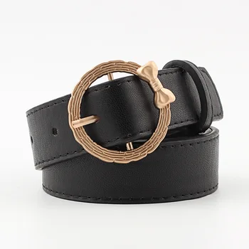 

Personality lady bow round buckle belt student retro wild belt