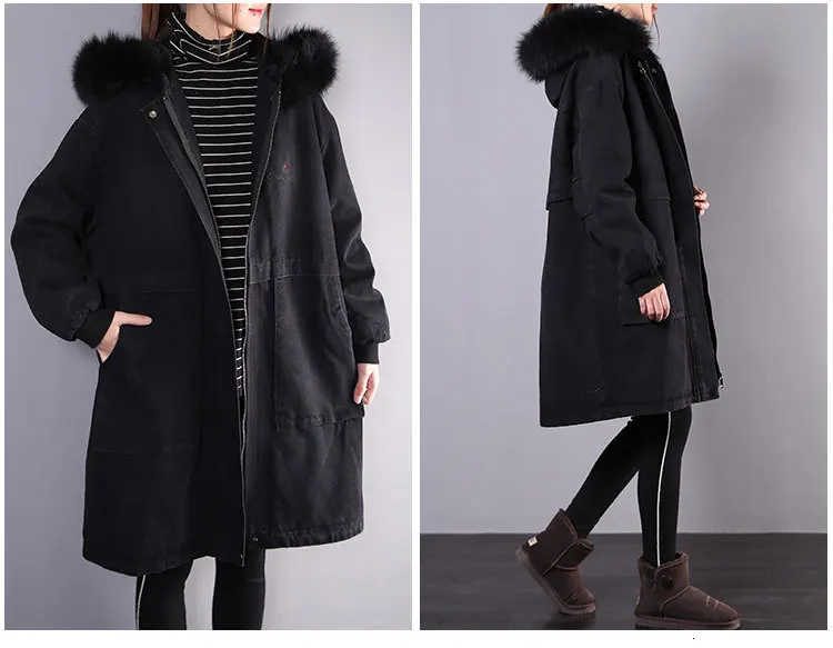 Max LuLu, зимняя корейская модная женская одежда в стиле панк, женские зимние куртки с капюшоном, Утепленные длинные пальто с подкладкой, винтажные джинсовые парки