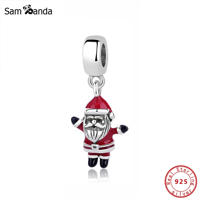 

Original 100% 925 Sterling Silver Bead Charm Dancing Santa Pendant Charms Christmas Fit Pandora Bracelets Women Diy Jewelry