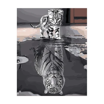 

Living Room Frameless Oil Painting Set Wall Hanging Birthday Gift Linen By Numbers Art Paint DIY Handmade 40x50cm Animal Pattern