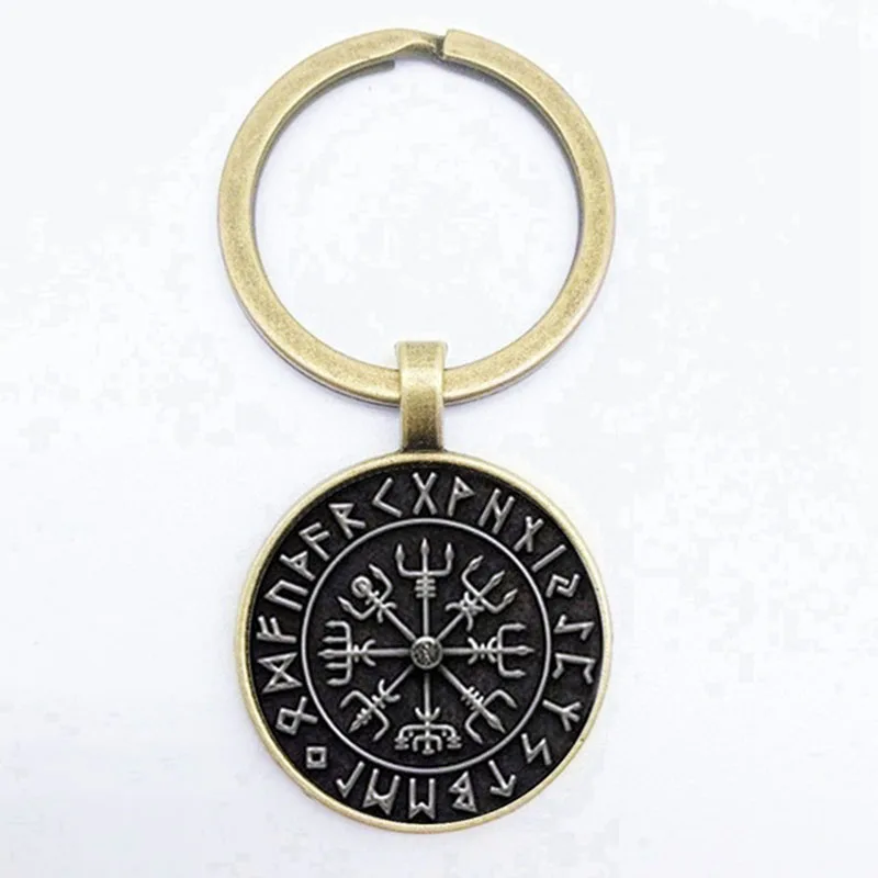 Beliebter neuer Vegvisir Wikinger-Piraten-Schlüsselanhänger, Wikinger-Kompass-Muster, Glas-Anhänger, Schlüsselanhänger, bestes Geschenk – Detail 2
