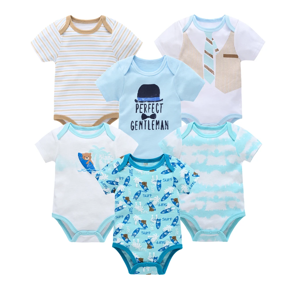 Unisex Baby Bodysuit 3 6 Pcs/lot Short Sleeve Summer Body Bebe Clothes 0-3  months Alpaca Design Infant Jumpsuit