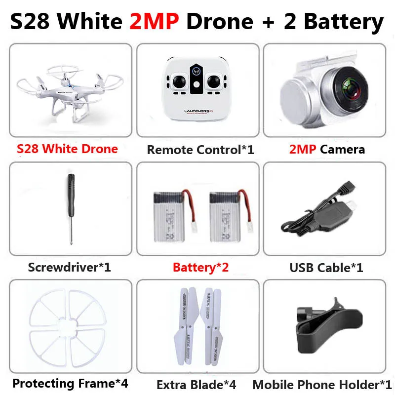 S28 Профессиональный беспилотник с камерой 1080P HD WiFi FPV высота удерживает широкий угол 20 мин полета RC Квадрокоптер Вертолет игрушки X5C XY4 - Цвет: 2MP White 2B Foam