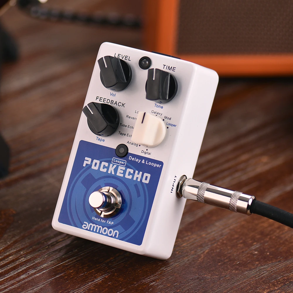 Ammoon POCKECHO Delay& Looper гитарный эффект педаль 8 эффект дилэй Макс. 300s петля времени крана темп функция настоящий обход