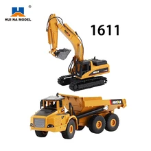

Huina 1611 1:50 Scale Diecast Metal Construction Trucks Free Wheeler Die Cast Construction Metal Excavator & Dump Truck Toy