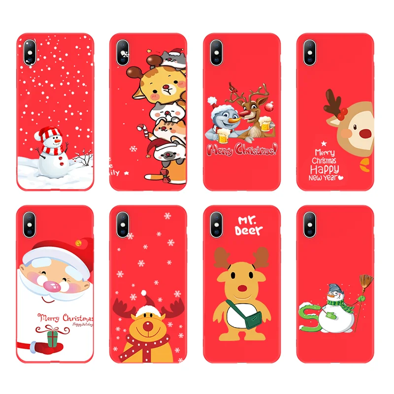 Moskado Christmas Case For iPhone 11 7 6S 8 Plus Cartoon Elk Santa Claus Soft Phone XR X XS Max 11Pro Cover |