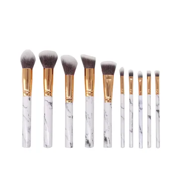 

Nordmyra 10pcs Makeup Brush Set Super Soft Synthetic Head Wood Handle brushes Fan brush set Women Foundation Face make up tool