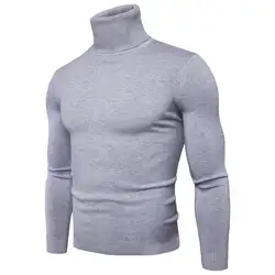Новая уличная Мужская зимняя теплая хлопковая с высоким воротом Пуловер джемпер свитер