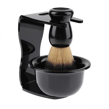 

3 In 1 Shaving Brush Set Shaving Rack Base Soap Shaving Brush Men'S Beard Cleaning Kit