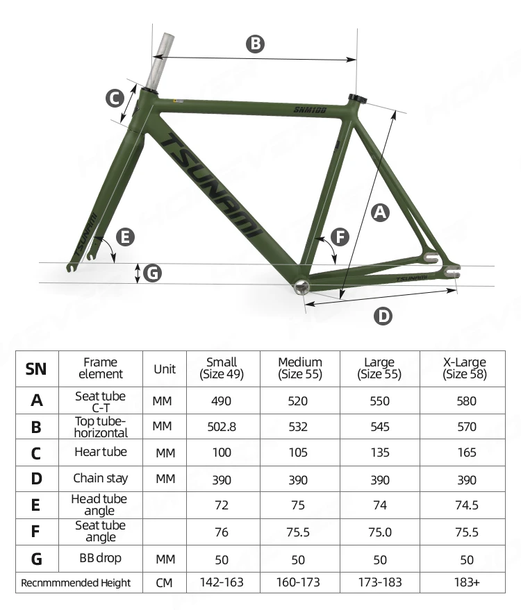 Ukuran frame sepeda fixie deals