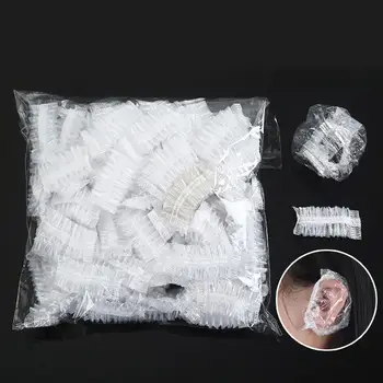 

100Pcs Disposable Waterproof Clear Earmuffs Earcaps Dye Hair Bathing Cover Cap