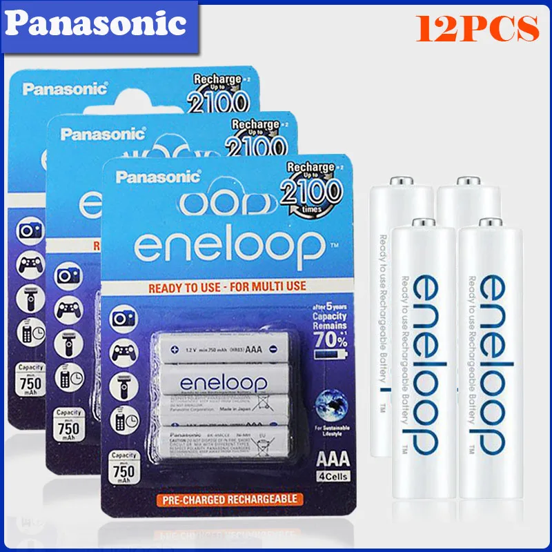 12pcs Panasonic 1,2 v AAA 800mAh перезаряжаемая батарея для камеры фонарик игрушки пульт дистанционного управления Предварительно заряженный Ni-MH аккумулятор - Цвет: 12pcs