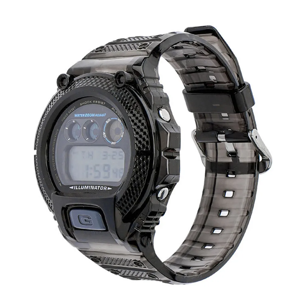 G-SHOCK DW-6900 ブラック樹脂バンド 男性と女性のための透明な樹脂製時計バンド,ベゼルブレスレット