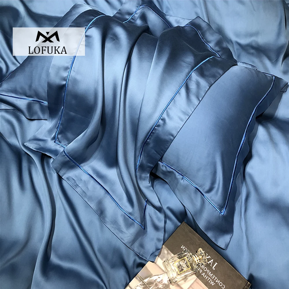 Lofuka Morandi Colors 100% Silk Blue Pillowcase Top Grade Healthy Beauty Skin Hair Pillow Case For Family Deep Sleep | Дом и сад