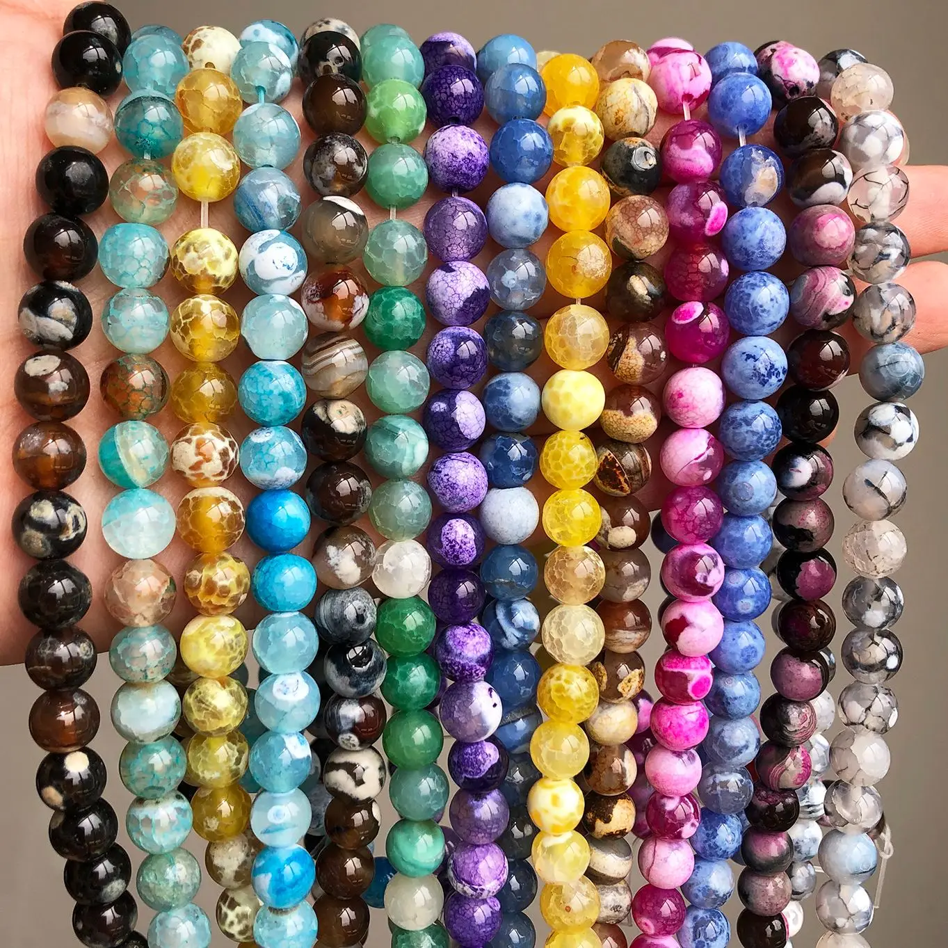 Matte Natural Agates Stone Beads Colorful Round Spacer Loose Gem Beads For  Jewelry Making DIY Bracelets Accessories 6/8/10mm - AliExpress