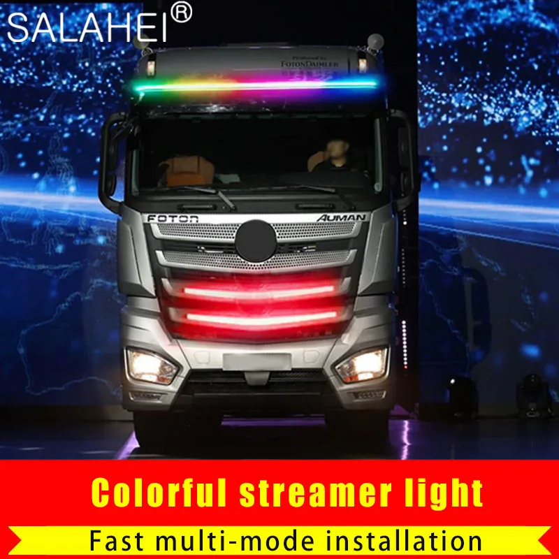

24V Car Indicators Light Colorful Flexible Streamer LED Light Strips RGB Dynamic Streamer Light For Van Truck Trailer Pickup DRL