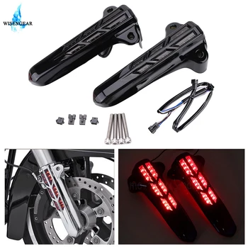 

Lower Fork Leg Slider Covers with Red LED Light Lamp For Harley Touring Electra Street Road Glide FLH FLHT FLHX FLHR 2014-2018