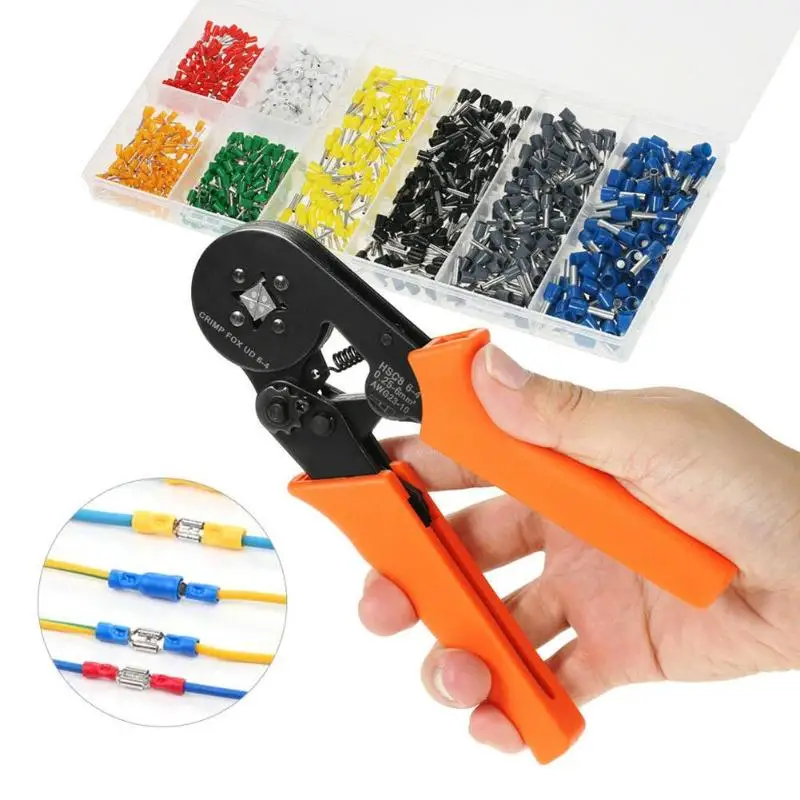 

Crimping Tool Kit Crimping Pliers+800pcs AWG 10-22 Connector Electrical Terminals Crimper Multifunctional Hand Tool Set