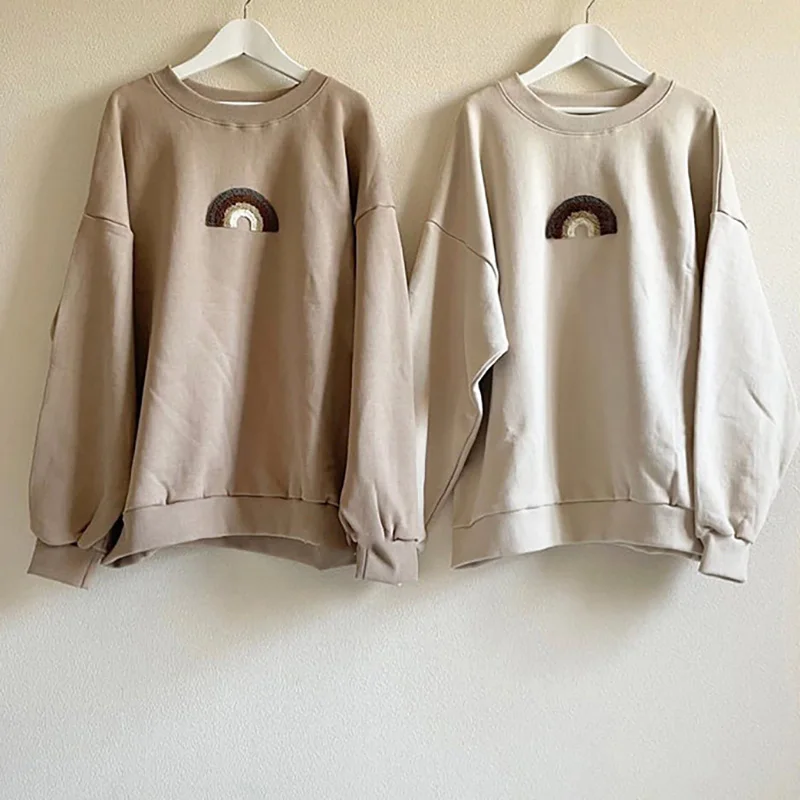 Rainbow Hoodies Mother And Daughter Casual Sweatshirts