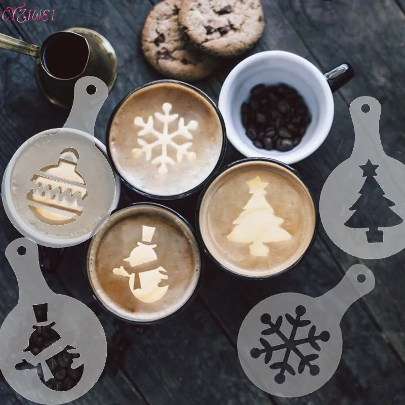 

8pcs Creative Kitchen Accessories christmas Fancy Coffee Printing Template Kitchen Tools Kitchenware Coffee Spray Template