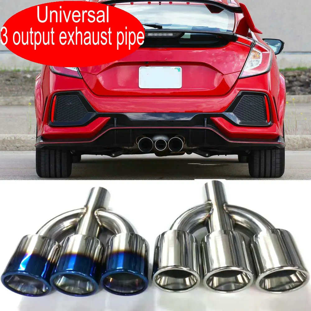 

Universal Car Exhaust Pipes for Audi BMW Benz V W Ford Honda Ferrari Exhaust System Tips out 4 Pipes Output triple end pipes