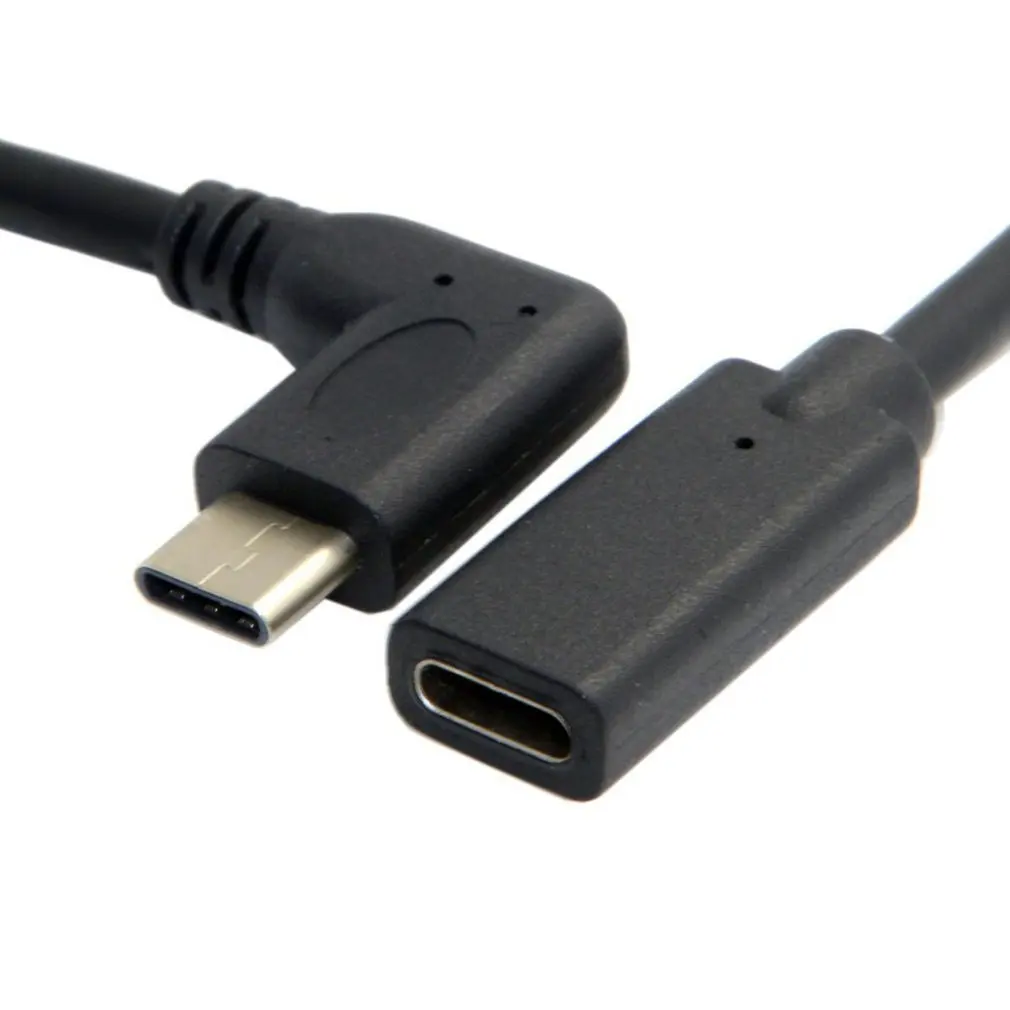 0,3 м type-C USB 3,1 папа-USB-C мама 90 градусов удлинитель Кабель для передачи данных двусторонний дизайн