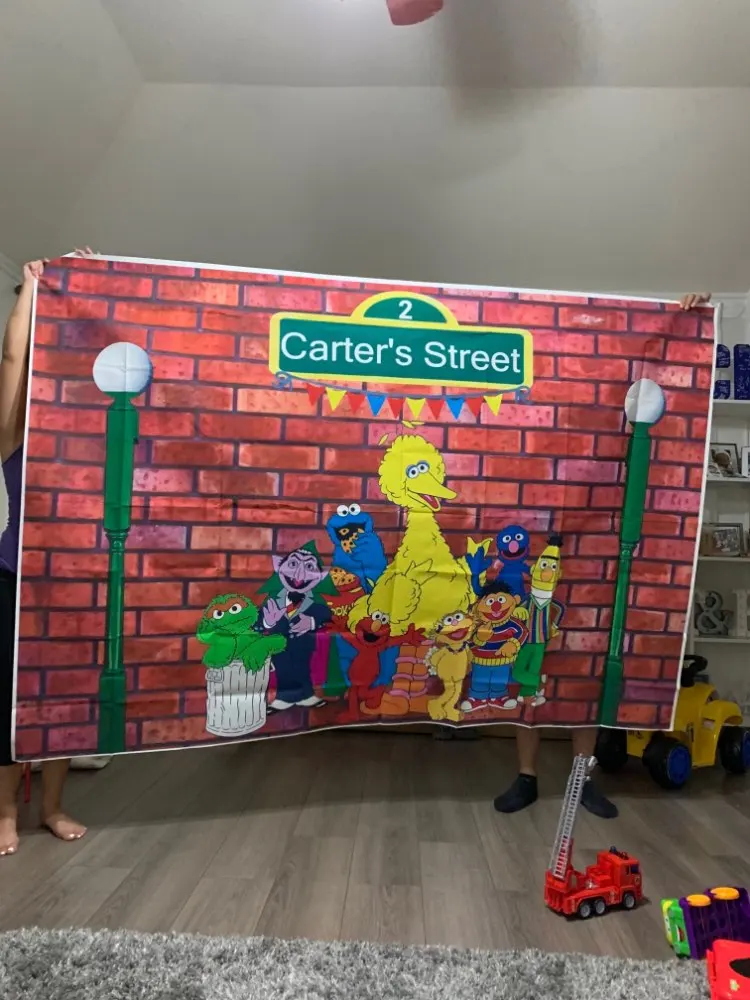Elmo World кирпичи стены Улица Сезам день рождения пользовательские фотографии студия фон винил 7x5FT
