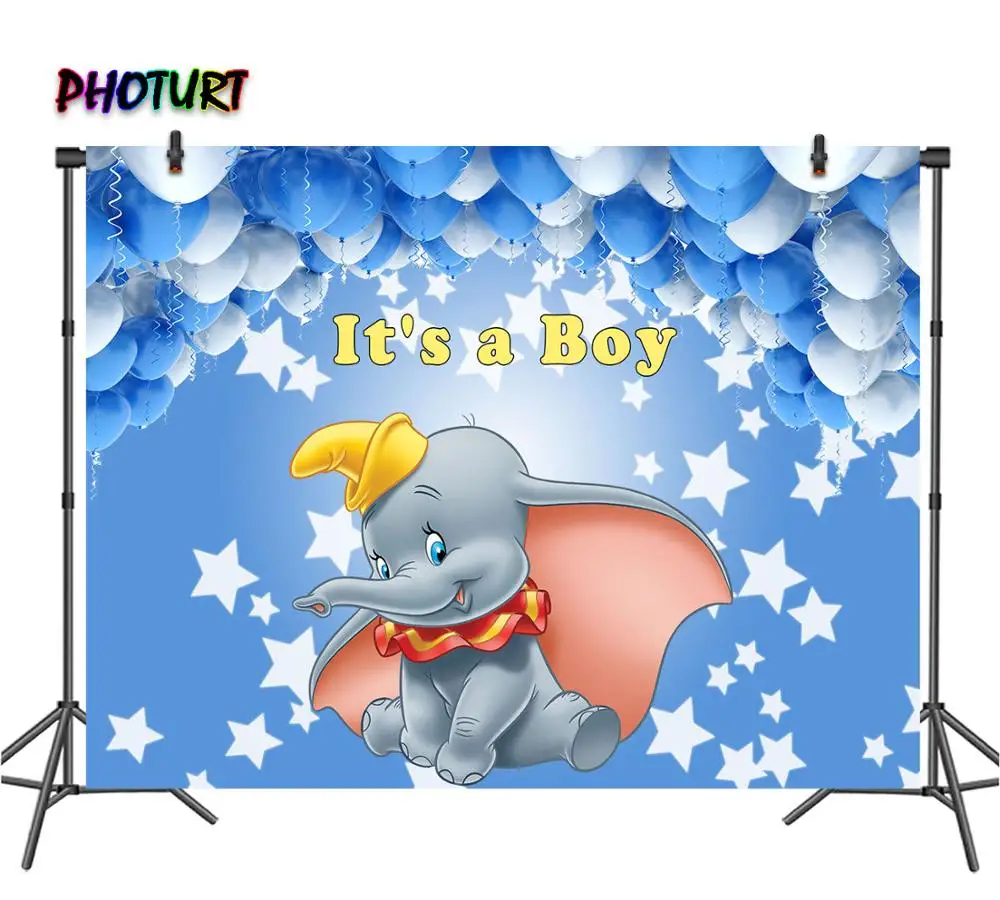 PHOTURT Baby Dumbo фотофоны Shower Дети День Рождения Вечеринка фото фон розовый синий винил
